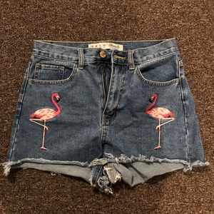 Flamingo jean shorts
